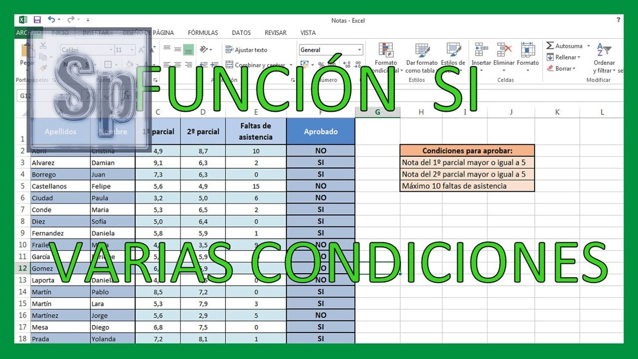 Excel - Función SI con varias condiciones. Tutorial en español HD