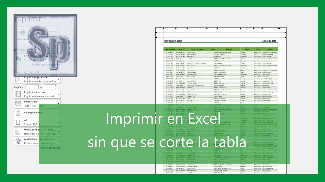 Excel - Imprimir tabla Excel en una sola hoja. Tutorial en español HD