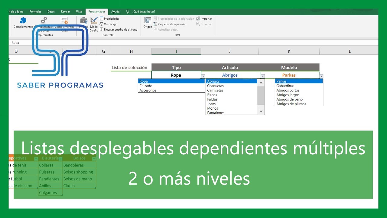 Excel | Listas desplegables de varios niveles en Excel.Tutorial en español HD
