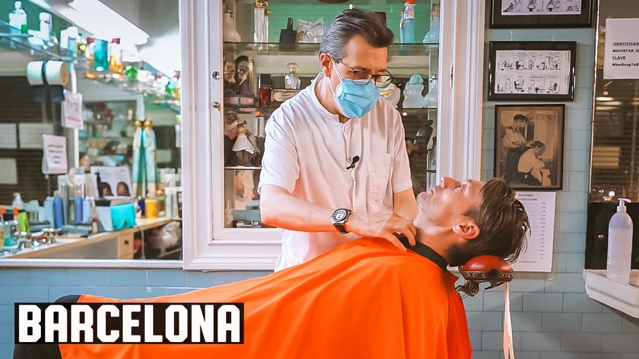 💈 Wet Shave By 2nd Generation Barber In Old School 1920s Spanish Barbershop | Barcelona