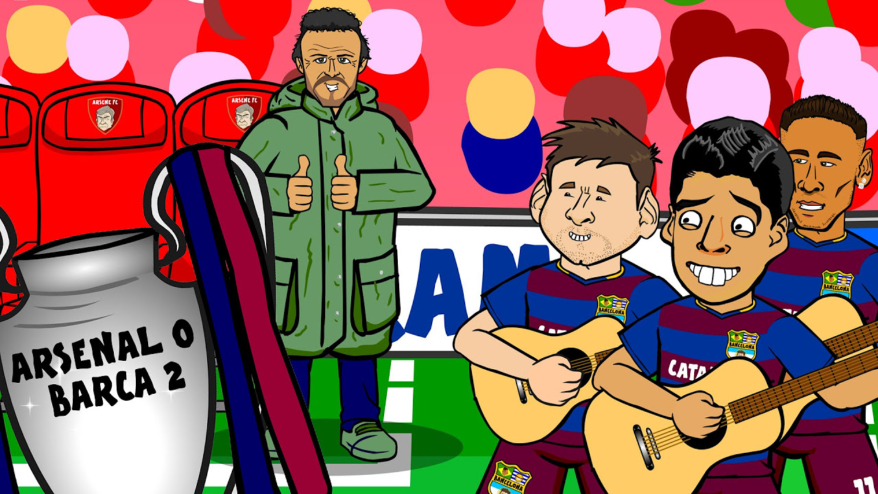 Arsenal vs Barcelona IN SIXTY SECONDS! 0-2 Song (UEFA Champions League Parody Cartoon 2016)