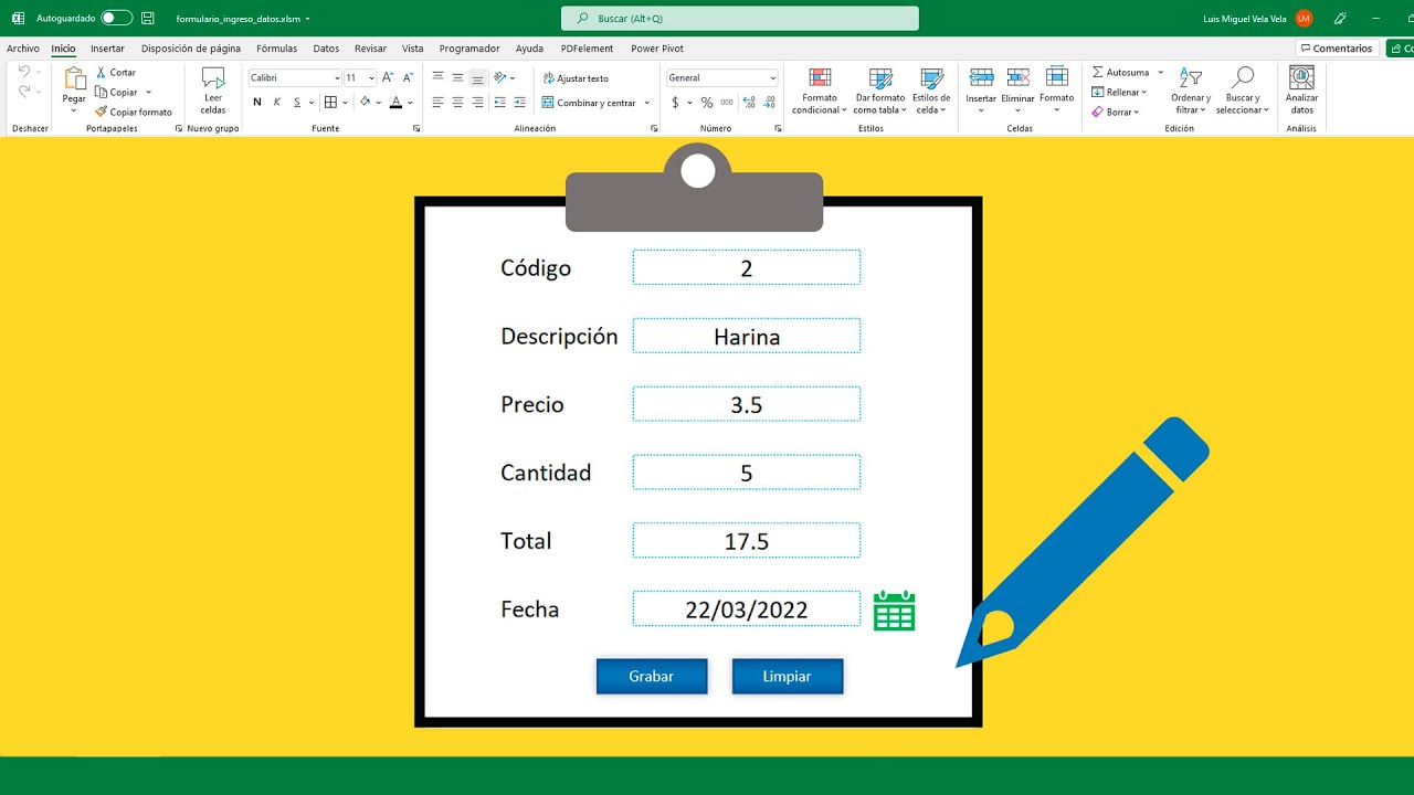 Como crear un formulario de ingreso de datos en Excel (Sin Programación)