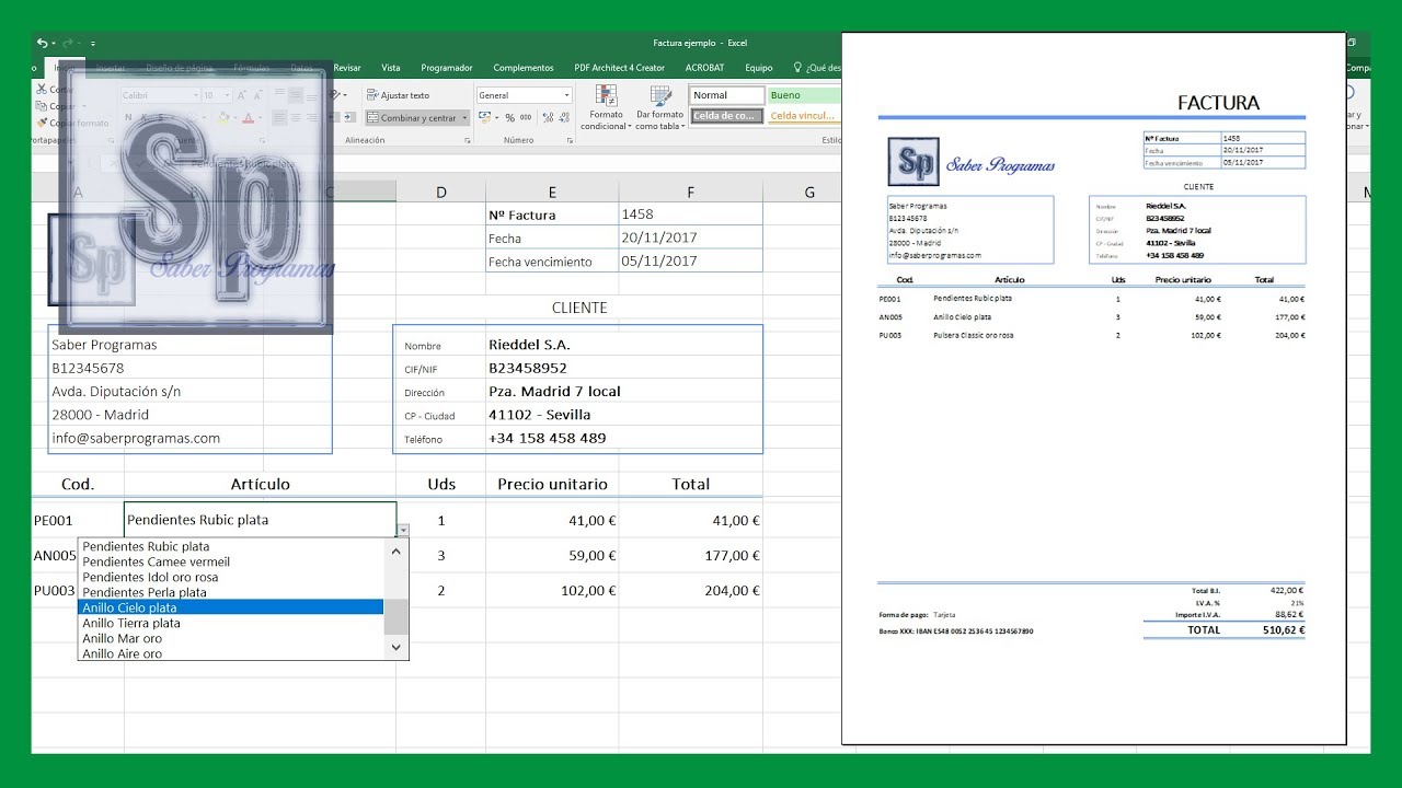 Excel - Crear factura automática en Excel. Tutorial en español HD