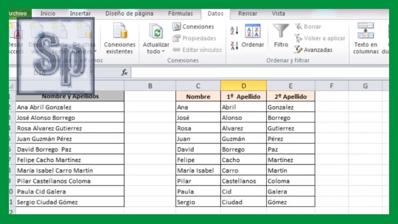 Excel - Separar texto en columnas. Separar palabras en Excel. Tutorial en español HD