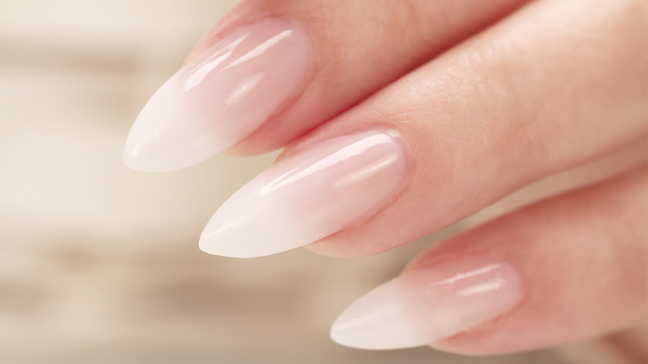 French Fade / Baby Boomer Almond Acrylic Nails - Three Color Fade