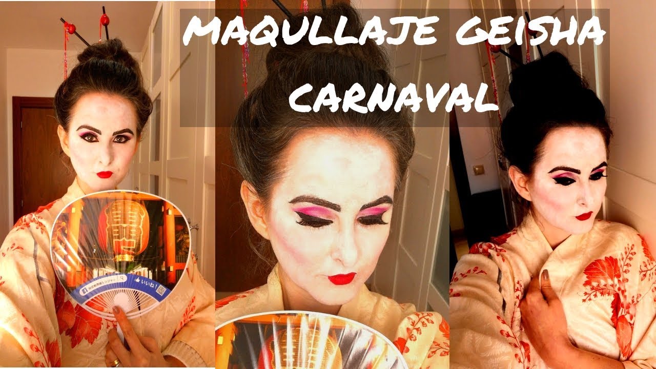 MAQUILLAJE GEISHA CARNAVAL, tutorial paso a paso, idea disfraz geisha/maiko