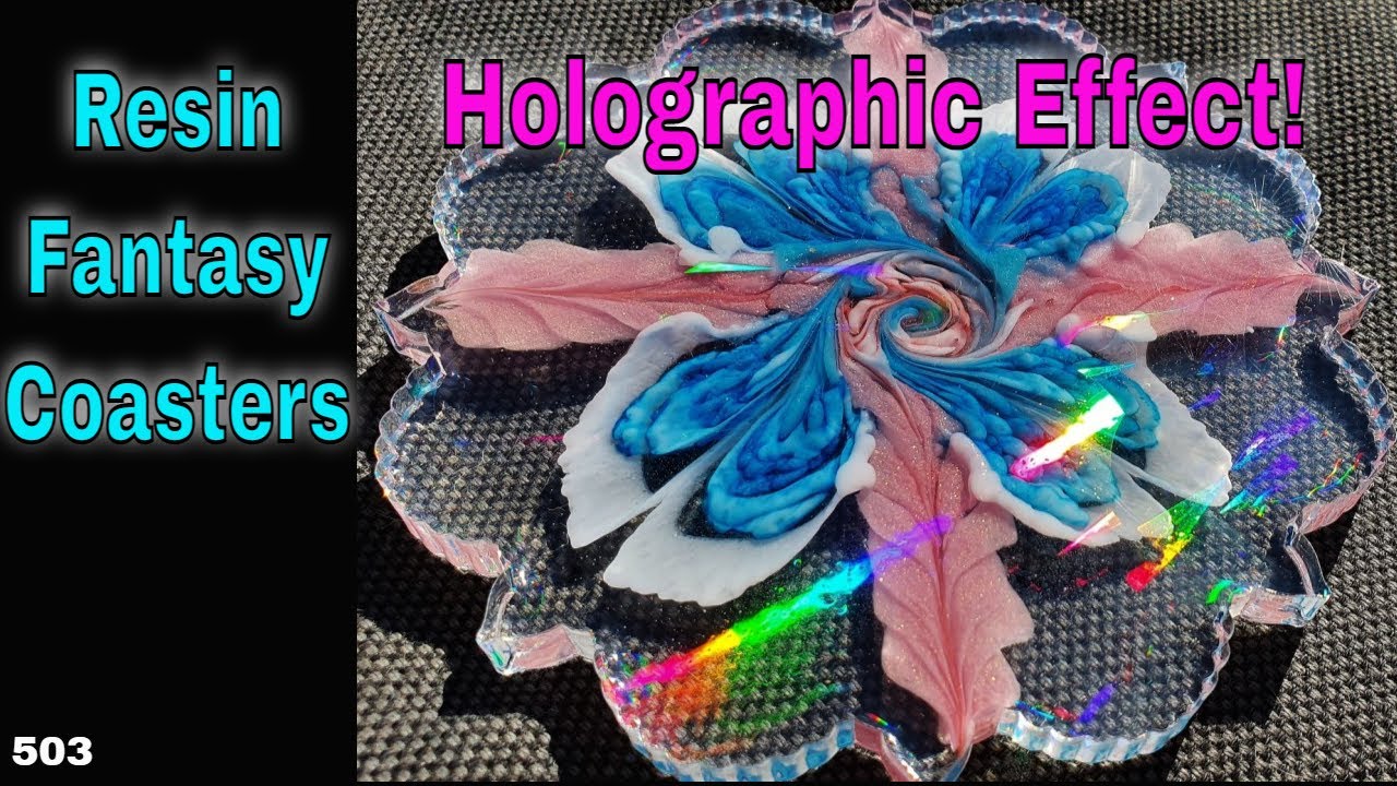Resin Fantasy Coasters DIY with Holographic Flower Effect