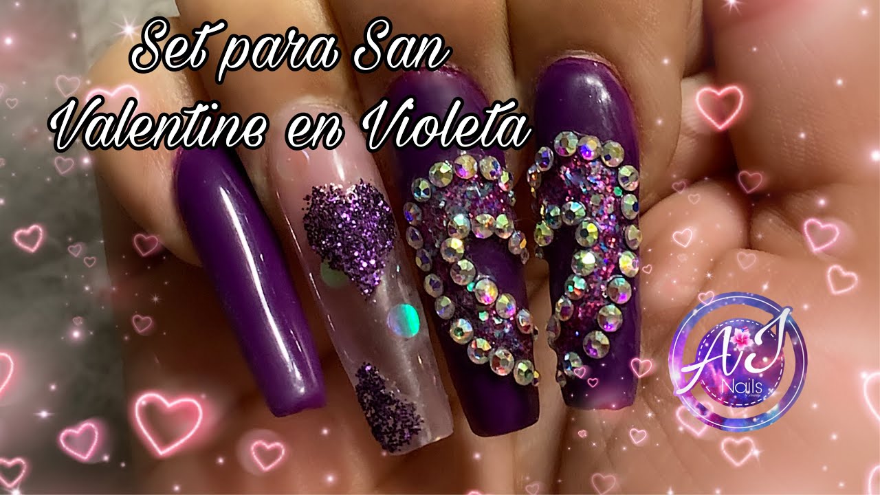 Uñas para San Valentine color Violeta/SUB ENG