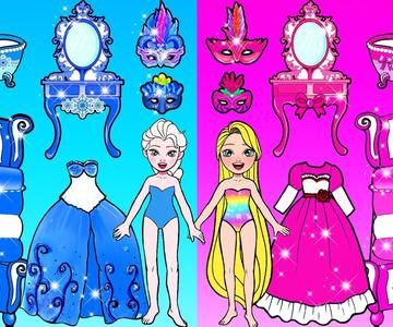 Trucos Y Manualidades Para Muñecas De Papel - Princesa Rosa Y Azul Vestir Arte De Papel
