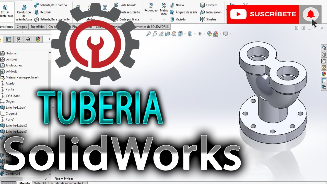 ⚙Como realizar una tubería Y. SolidWorks PRINCIPIANTES.⚙ 3D Software CAD