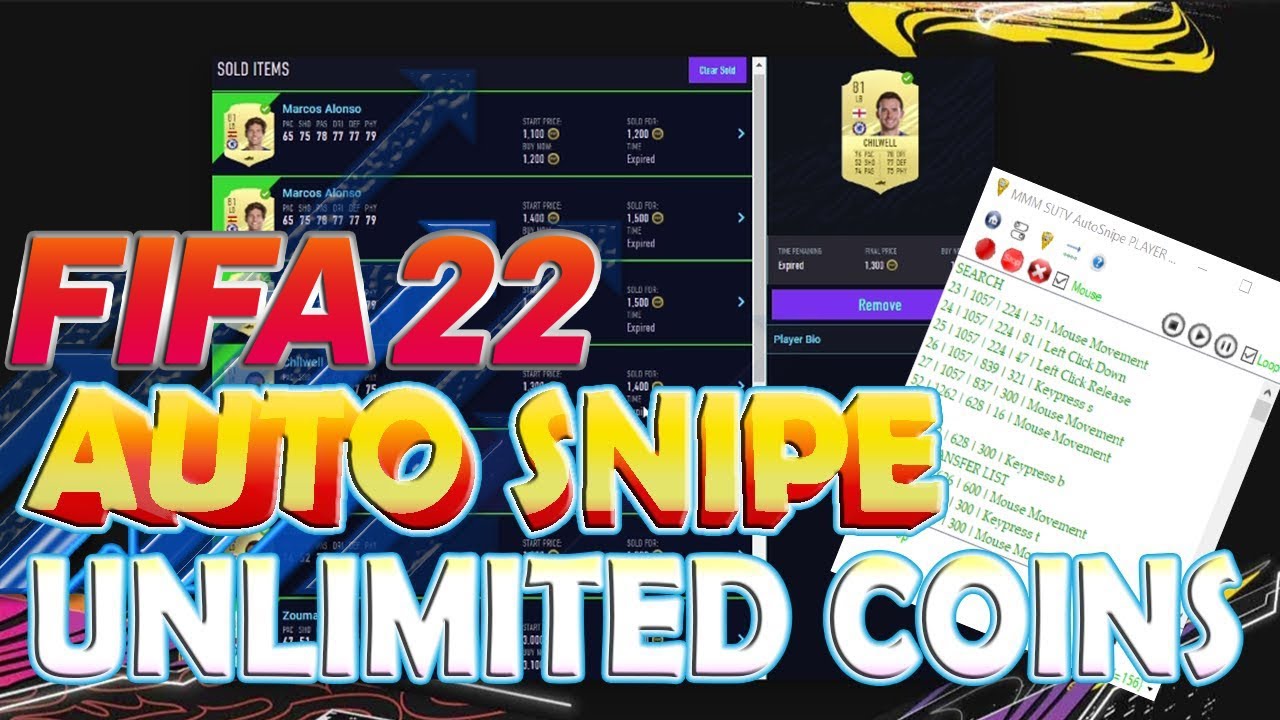 Fifa 22 UNLIMITED COINS with Autosnipe Webapp Macro tool