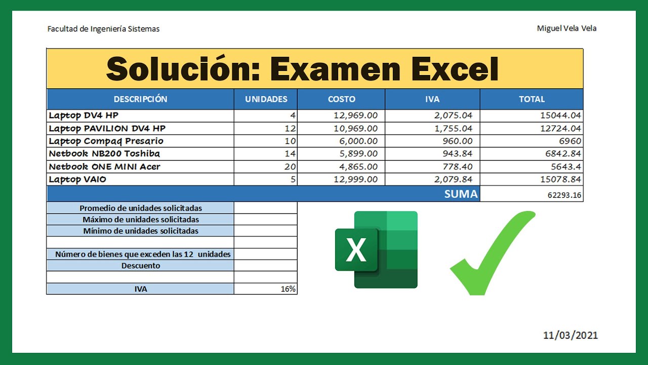 Prueba de Examen Básico de Microsoft Excel (Resolviendo Examen paso a paso)