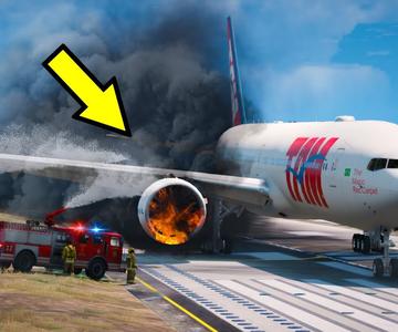 GTA 5 Emergency Landing at the Airport (Airplane One Engine Failure) Plane Crash Movie