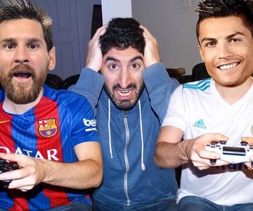 RONALDO PLAYS FIFA 18 WITH MESSI | Footy Friends