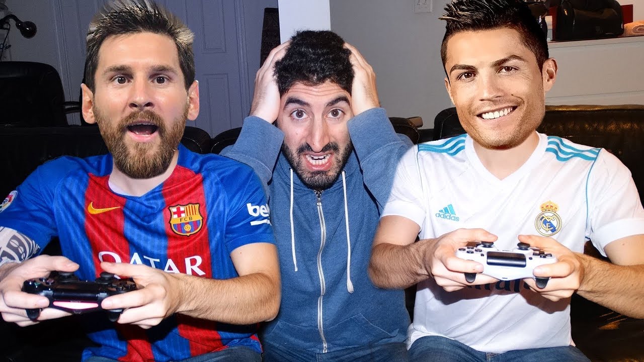 RONALDO PLAYS FIFA 18 WITH MESSI | Footy Friends