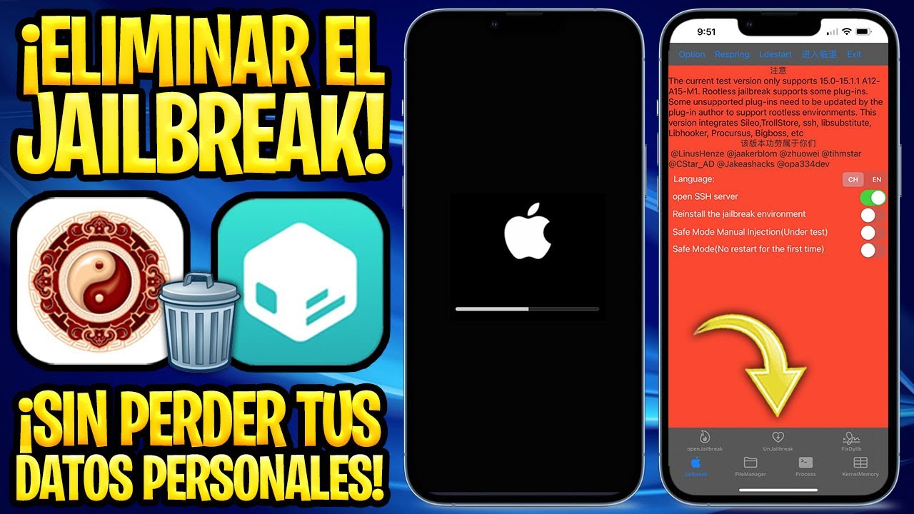 TUTORIAL SIN PC ✅ CÓMO QUITAR EL JAILBREAK iOS 15 xinaA15 DE FORMA RÁPIDA Y SEGURA